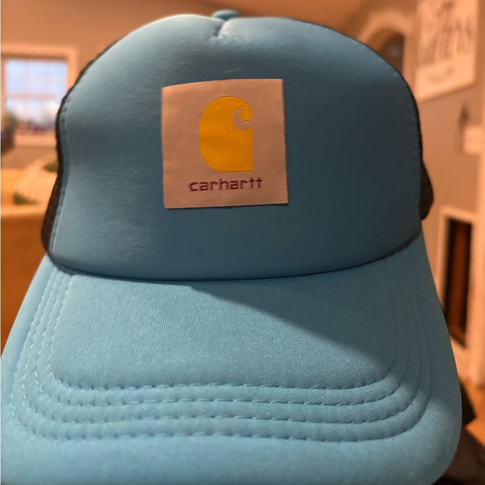 Carhartt style blue and black trucker hat
